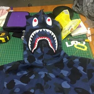 real bape zip up navy from goat